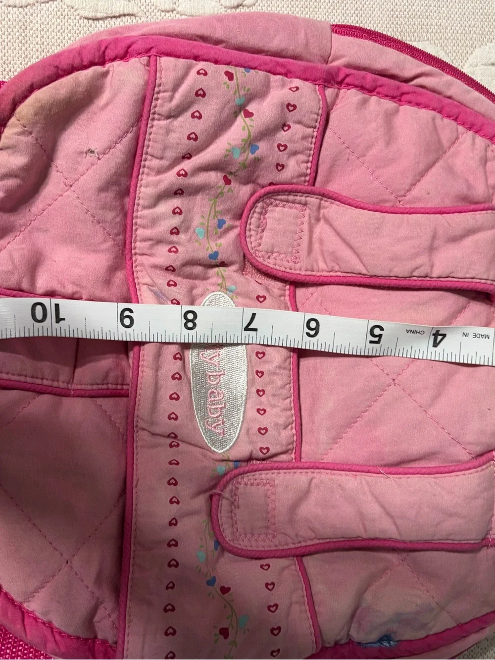 American Girl Bitty Baby Pink Quilted Kids Backpack WELL LOVED but functional